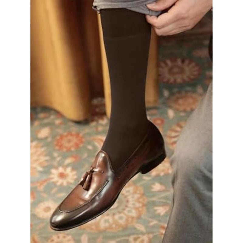 Men's Dress Socks 5 Pairs Mens Cotton Calf Business Formal Soft Breathable Long Crew Casual Socks - Image 5