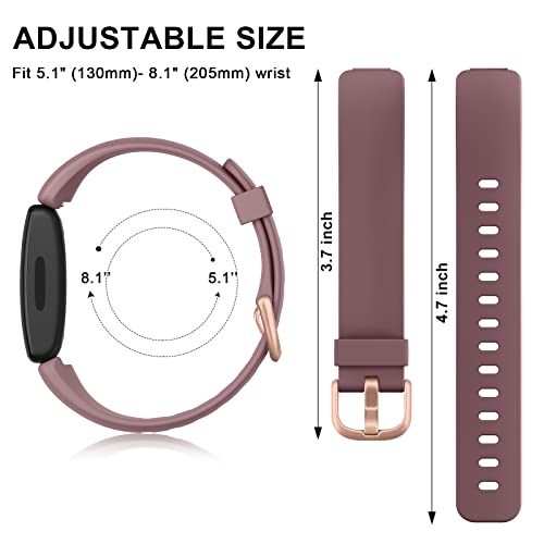 AK 4 Pack Bands Compatible with Fitbit Inspire 2 Bands for Women Men, Adjustable Replacement Sport Wristbands Straps for Fitbit Inspire 2 / Ace 3 (Starlight/Smoke Violet/Milk Tea/Light Pink) - Image 3
