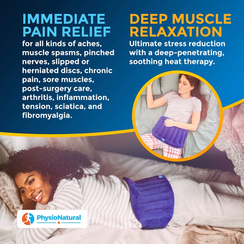 PhysioNatural Microwavable Extra Large Heating Wrap for Lower Back, Waist, Stomach, and Shoulder â€“ Moist Heat Therapy Pad for Instant Pain Relief in Case of Aches, Muscle Spasms, Slipped Discs, and Surgery Recovery - Image 4