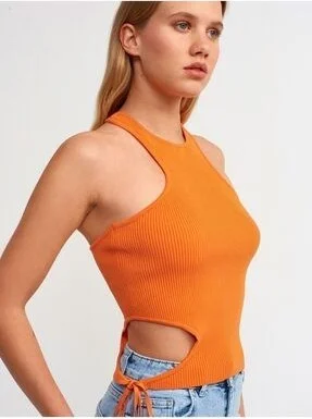 Dilvin 10347 Right Side Laced Knitwear Undershirt-Orange
