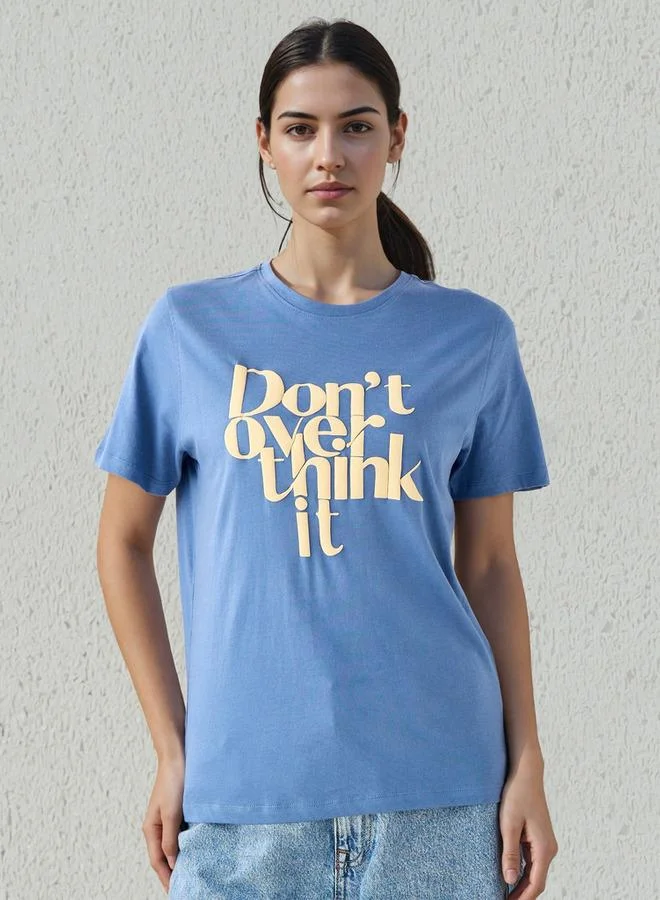 سبلاش فيڤ T shirt Regular Fit with Slogan Print Cotton