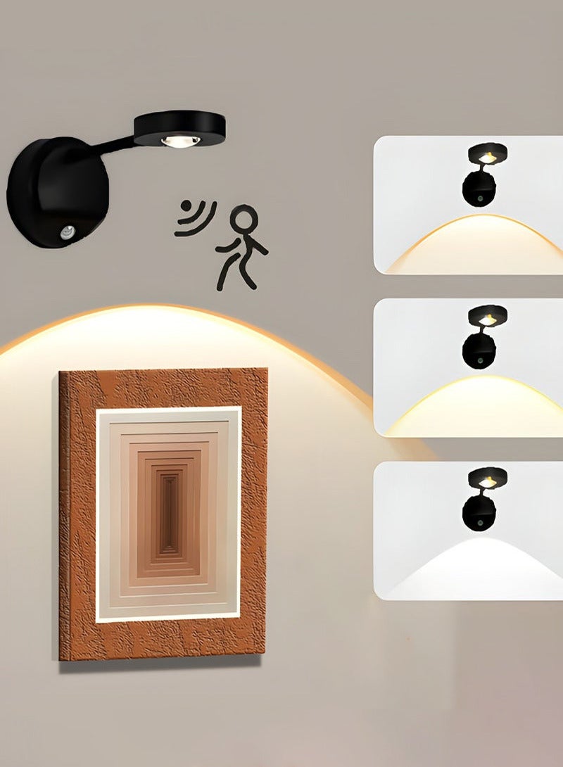 Relex Motion Sensor Wall Lights, 360° Rotation LED Cat-Eye Bulb, Rechargeable Wall Sconce for Stair, Kids Room, Plant, Artwork, Picture Frame, Gallery - Image 1