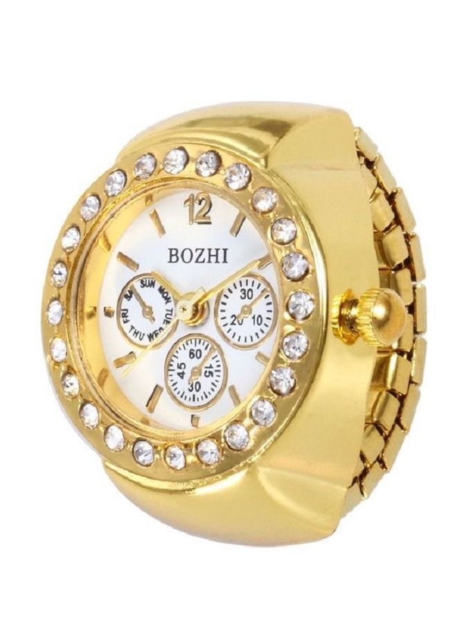 Bozhi Unisex's Decorative 3-Dial Creative Steel Quartz Analog Finger Watch Elastic Ring  - Image 1