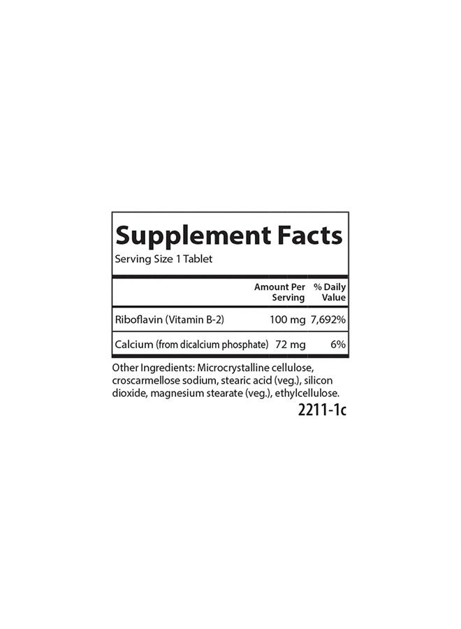 Carlson B-2, 100 mg Riboflavin, Energy Production, Vision Support & Healthy Skin, 100 Vegetarian Tablets - Image 4