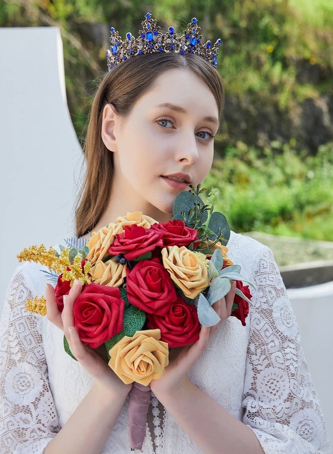DuHouse 25Pcs Artificial Roses Flowers Fake Roses with Stems Real Touch Foam Flowers for DIY Wedding Bouquet Baby Shower Centerpiece Floral Arrangement Party Home Decor(Dark Red) - Image 5