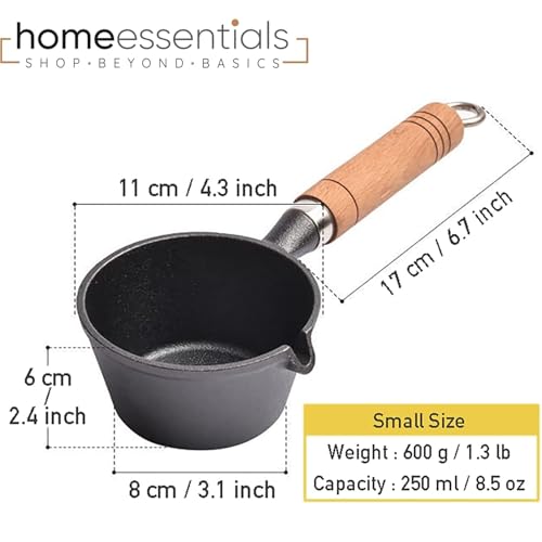 Shop Home Essentials Home Essentials Cast Iron Tadka Pan/Vaghar/Chounk/Baghar for Frying Dal/Spices | 4Inch, 450gm, Gas & Stove-Friendly | Pre-Seasoned, 100% Toxin-Free, Naturally Non-Stick Tempering Pan (Round) - Image 5