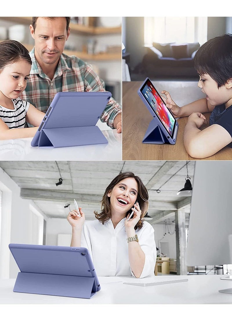 Case for iPad 9/8/7 Generation/iPad 10.2 Case 2021 with Pen Holder, Smart Folio Soft TPU Protective Case for iPad 8th/7th Generation 2020/2019 [Auto Sleep/Wake Function] (Purple)