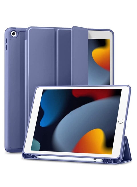 Case for iPad 9/8/7 Generation/iPad 10.2 Case 2021 with Pen Holder, Smart Folio Soft TPU Protective Case for iPad 8th/7th Generation 2020/2019 [Auto Sleep/Wake Function] (Purple)