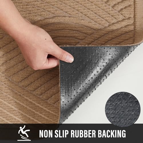 HIYARD Sturdy Front Door Mat, Absorbent Muddy Dirt Resist Welcome Door Mats Outdoor Indoor, Fade Resistant, Non-Slip Backing Entry Mat Low Profile Doormat for Entryway, 29×17, 2 Pack, Beige - Image 4
