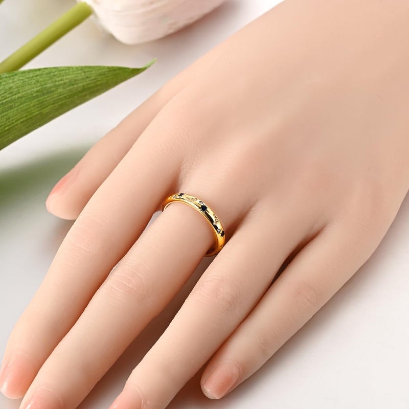 Hapour 925 Sterling Silver Ring for Women,Eternity Gorgeous Rings Stackable Rings for Women as Gifts Ring Size 8 (Gold) - Image 2