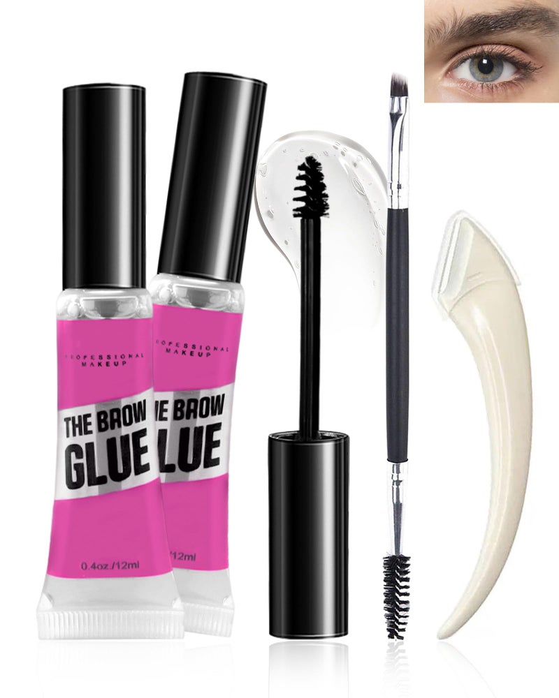 Lestpola Waterproof Brow Gel Clear, 2PCS Strong Hold Eyebrow Gel Set, Thickening Eyebrow Mascara Long-Lasting Quick-Drying Transfer-Proof Brow Setting Glue Kit, Natural-Looking Brows, Women Girl Eye Makeup-00# - Image 1