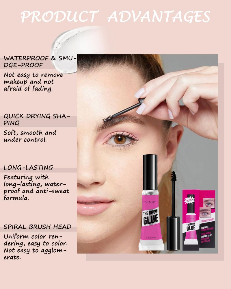 Lestpola Waterproof Brow Gel Clear, 2PCS Strong Hold Eyebrow Gel Set, Thickening Eyebrow Mascara Long-Lasting Quick-Drying Transfer-Proof Brow Setting Glue Kit, Natural-Looking Brows, Women Girl Eye Makeup-00# - Image 3
