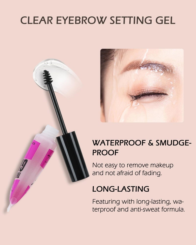 Lestpola Waterproof Brow Gel Clear, 2PCS Strong Hold Eyebrow Gel Set, Thickening Eyebrow Mascara Long-Lasting Quick-Drying Transfer-Proof Brow Setting Glue Kit, Natural-Looking Brows, Women Girl Eye Makeup-00# - Image 4