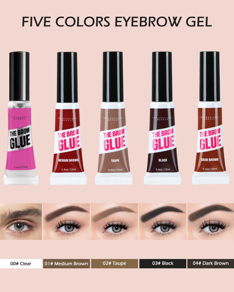 Lestpola Waterproof Brow Gel Clear, 2PCS Strong Hold Eyebrow Gel Set, Thickening Eyebrow Mascara Long-Lasting Quick-Drying Transfer-Proof Brow Setting Glue Kit, Natural-Looking Brows, Women Girl Eye Makeup-00# - Image 2