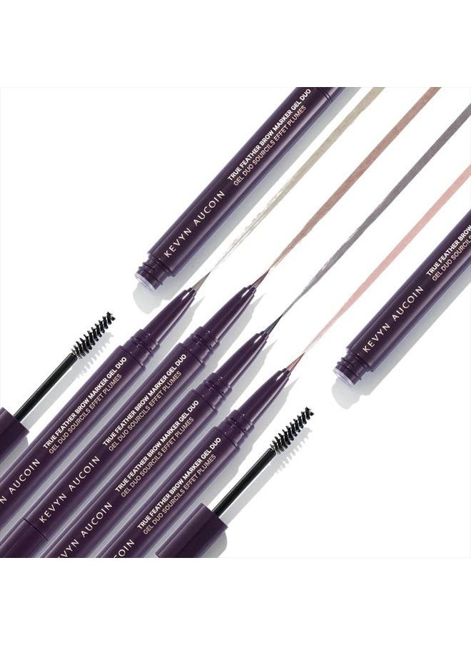 Kevyn Aucoin - True Feather Brow Marker Gel Duo, Ash Blonde: Dual-ended. Shapes, defines + sets brows for full, natural finish. Precise makeup brush tip. Invisible gel formula creates flexible hold. - Image 1