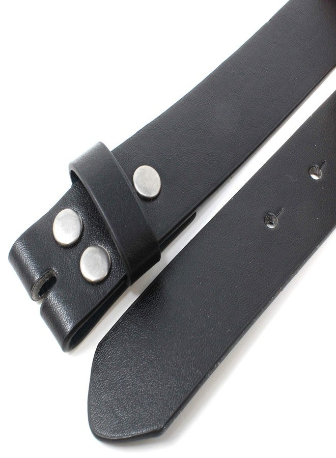 BC Belts Womens Leather Strap with Smooth Grain Finish 1.25" Wide with Snaps (Black-L) - Image 5