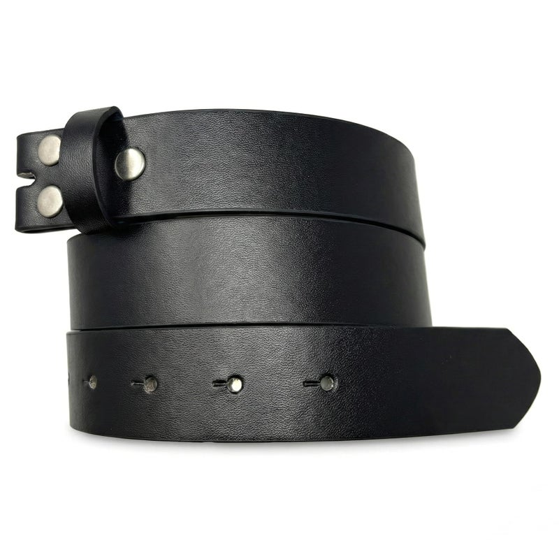 BC Belts Womens Leather Strap with Smooth Grain Finish 1.25" Wide with Snaps (Black-L) - Image 1