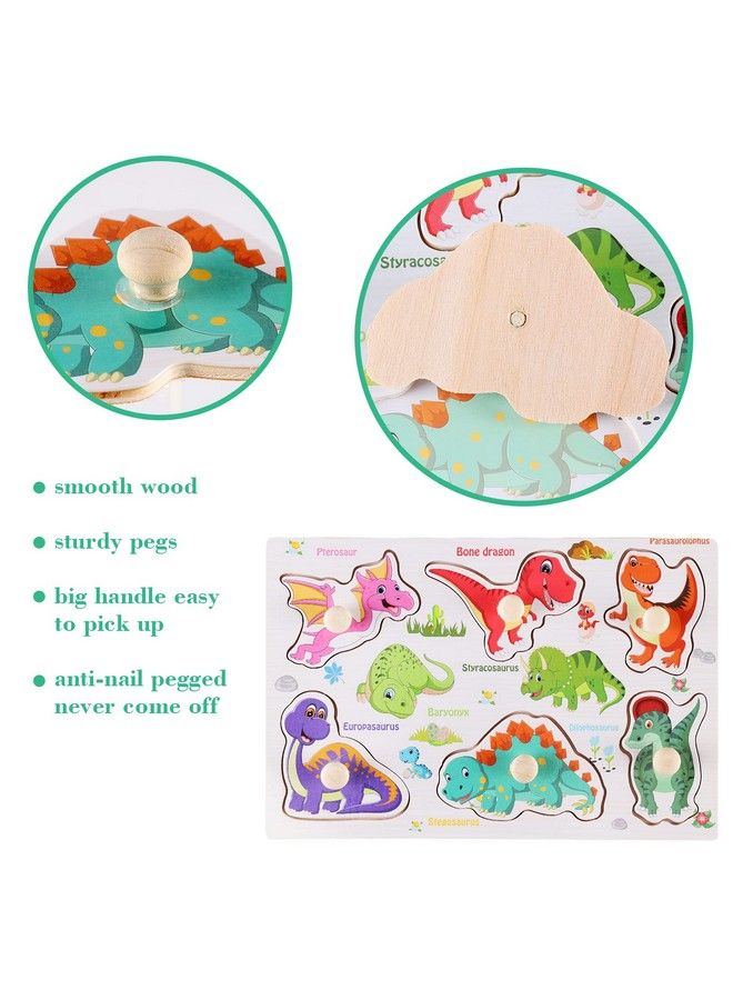 NASHRIO Wooden Peg Puzzles For Toddlers 13 Kidseducational Preschool Peg Puzzle Toy Set Of 3 Toddler Puzzles Traffic Dinosaur And Fruit Ideal Gift For Ages 1 2 3 Boys And Girls - Image 3