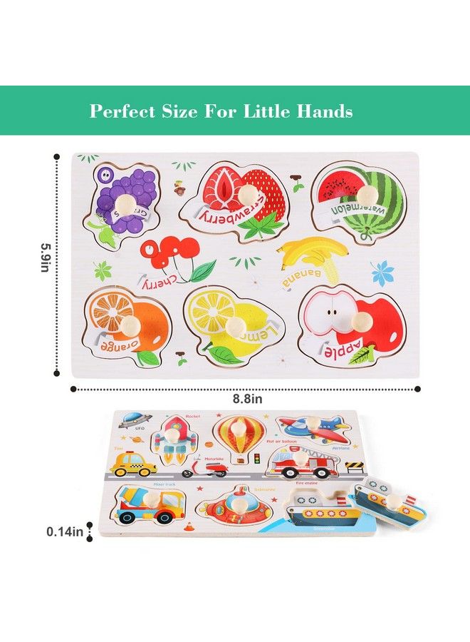 NASHRIO Wooden Peg Puzzles For Toddlers 13 Kidseducational Preschool Peg Puzzle Toy Set Of 3 Toddler Puzzles Traffic Dinosaur And Fruit Ideal Gift For Ages 1 2 3 Boys And Girls - Image 4