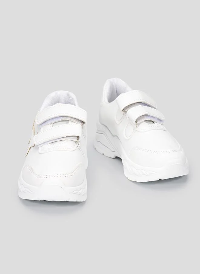 babyqlo White Star Patch School Shoes for Kids