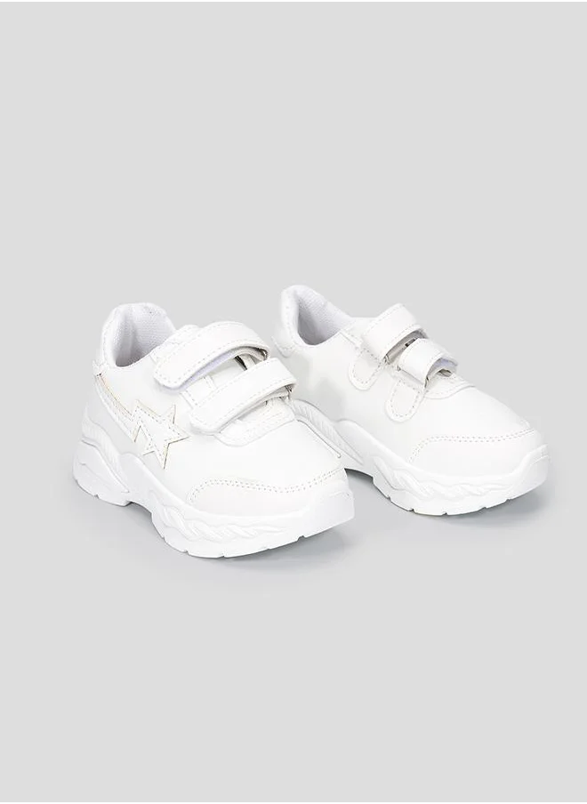 babyqlo White Star Patch School Shoes for Kids