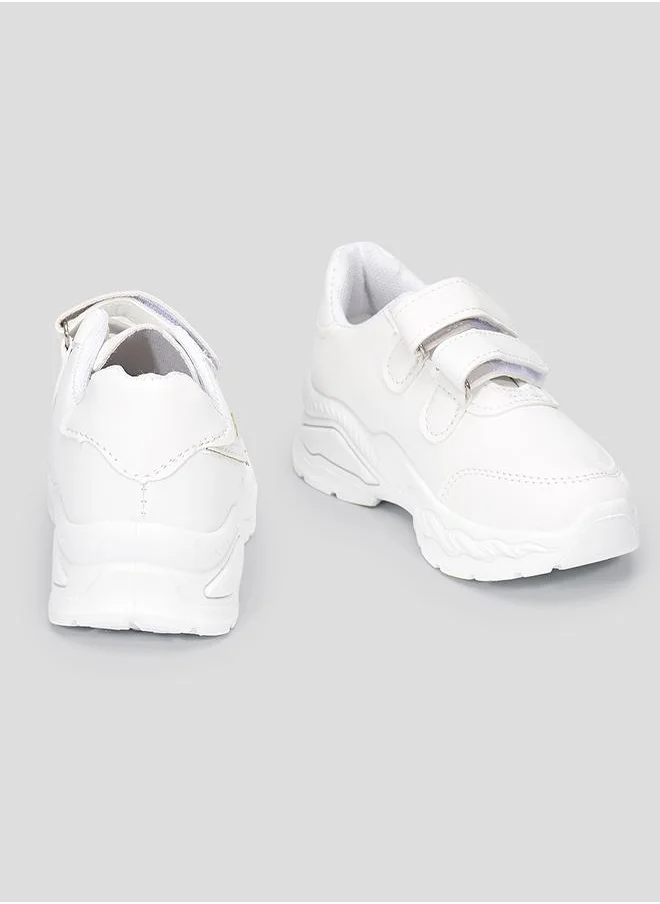 babyqlo White Star Patch School Shoes for Kids