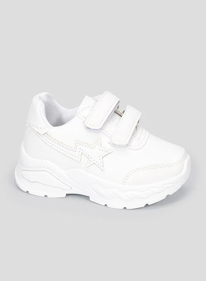 babyqlo White Star Patch School Shoes for Kids