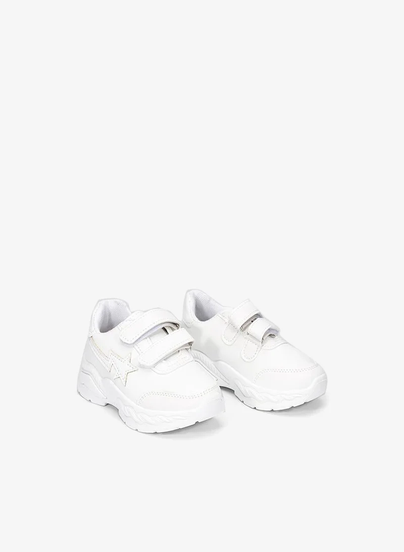 بيبي كلو أحذية مدرسية بيضاء للأطفال مع رقعة نجمة