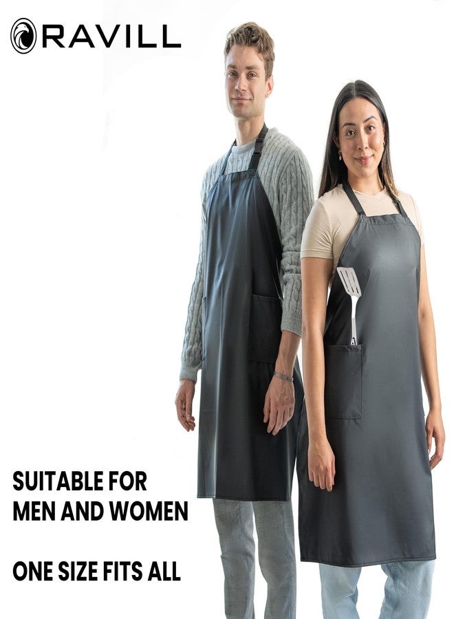 Ravill Waterproof Apron For Men and Women - 2 Pockets - Black - 35" Multi Purpose Work Aprons for Dishwashing, Dog Grooming, Cleaning - Heavy Duty Plastic Dishwasher Apron - Water Resistant Kitchen Apron - Image 4