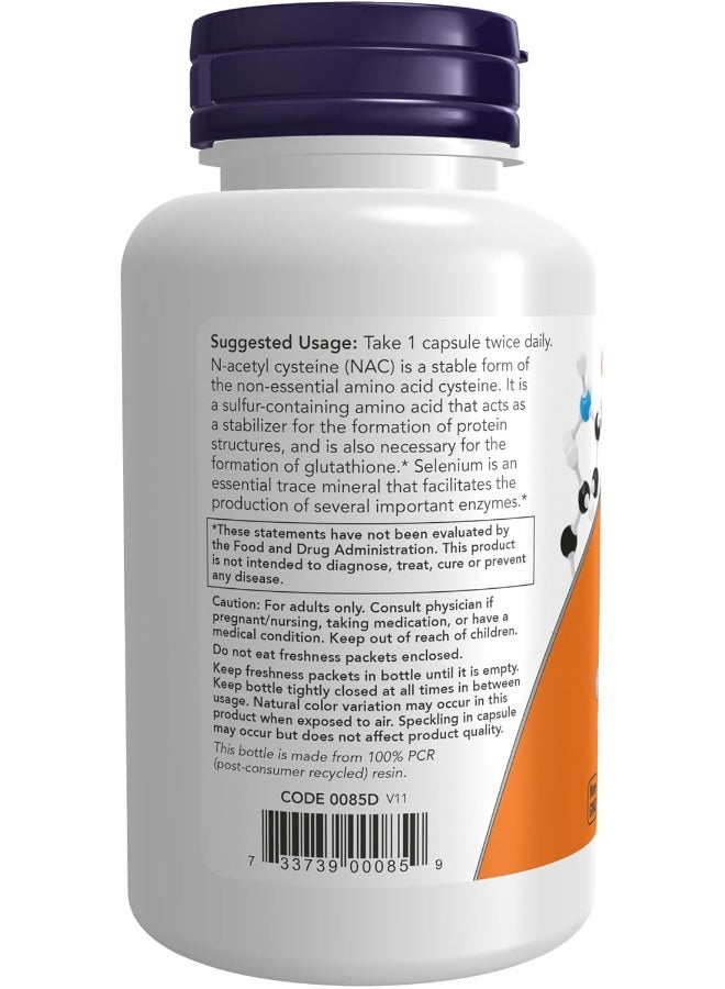 now Supplements, NAC (N-Acetyl Cysteine) 600mg with Selenium And Molybdenum, 100 Veg Capsules - Image 3