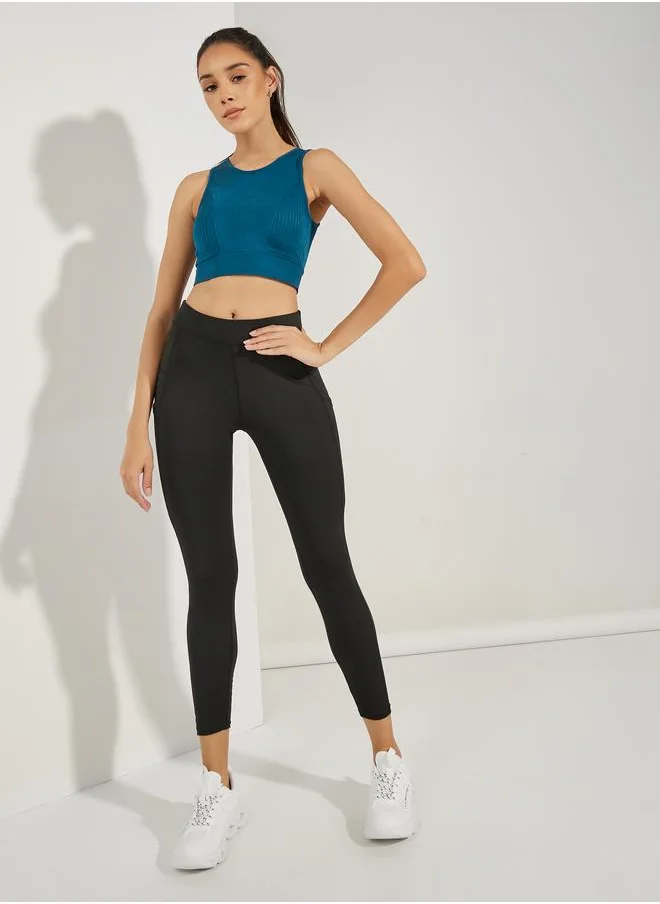 ستايلي Styli Textured Bust Open Mesh Sports Bra