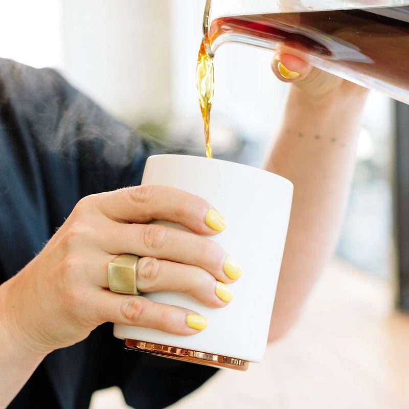 Fellow Monty Milk Art Cups - Double Wall Ceramic Latte Mug, Matte White with Copper Base, 11 oz Cup, 1 Count (Pack of 1) - Image 5