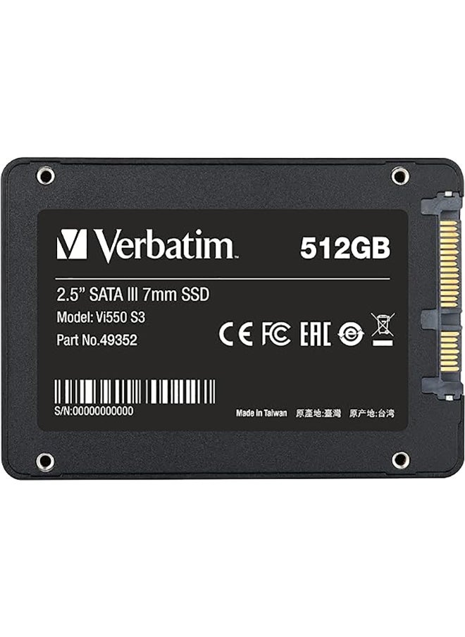 Vi550 S3 SSD - internal SSD 512GB - Solid State Drive - 2.5'' SATA III interface - internal SSD drive with 3D NAND technology - high performance SSD 512GB - 500MB/s - black