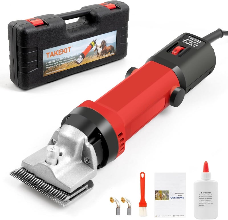 TAKEKIT Horse Clippers, 600W Professional Heavy Duty Horse Body Clippers, 6-Speeds Large Livestock Clippers for Body Clipping Horse Equine Cattle and Thick Coat Animals - Image 1