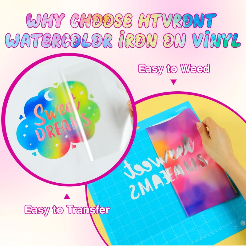 HTVRONT Tie-Dye HTV Heat Transfer Vinyl - 11 Pack Pattern htv, Easy to Weed & Transfer Iron on Vinyl, Heat Transfer Vinyl for T-Shirts - 12in X 10in Iron-on Vinyl Bundle - Image 4