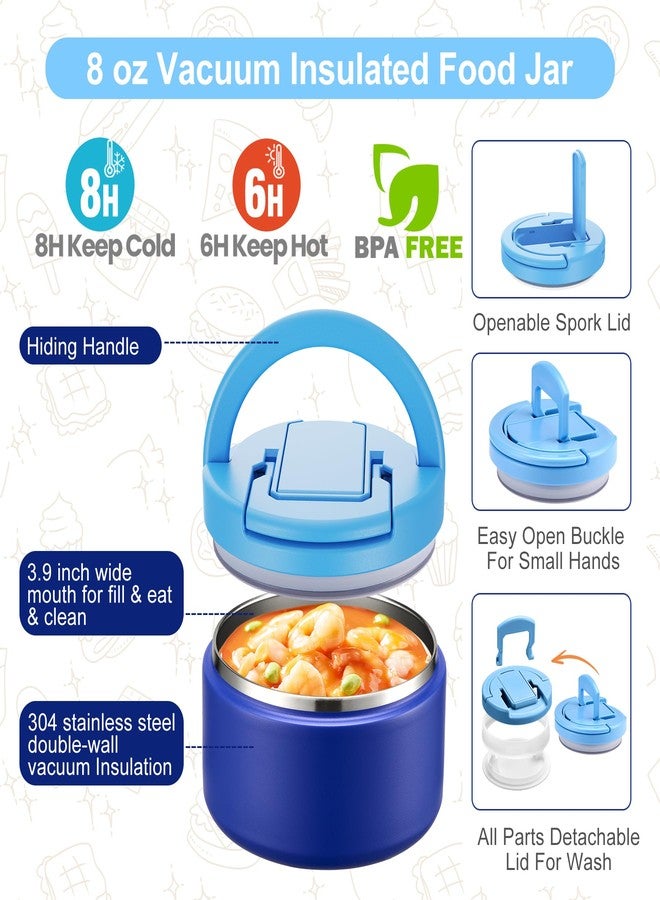 MAXSO Bento Lunch Box Set for Kids with 8 oz Soup Thermo, Leakproof Hot Food Container with 4 Compartments, Insulated Food Jar for Toddler Daycare Boys Girls School - Blue - Image 3