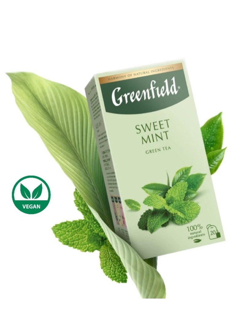 جرين فيلد شاي أخضر بالنعناع الحلو 20 كيس شاي 34 جم - Image 1