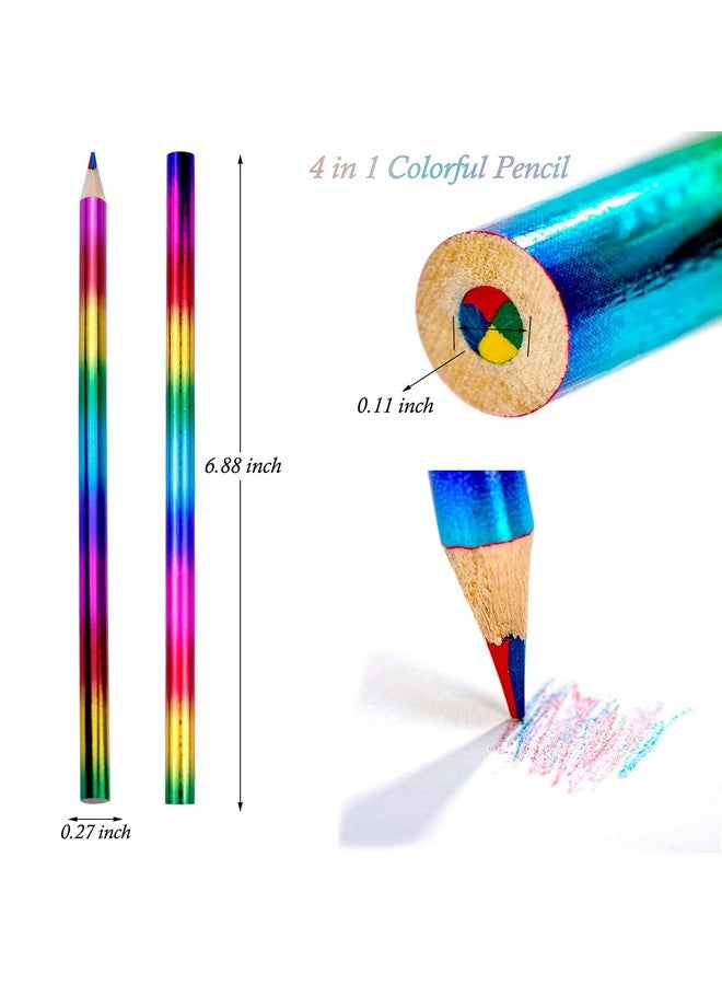لابوهي 24 قطعة من أقلام الرصاص الملونة بألوان قوس قزح، 4 ألوان في 1 أقلام رصاص ملونة بألوان قوس قزح للأطفال، أقلام رصاص متعددة الألوان مع مبراة أقلام رصاص ملونة بالليزر بكميات كبيرة لرسم الأطفال والبالغين والمدارس - Image 3