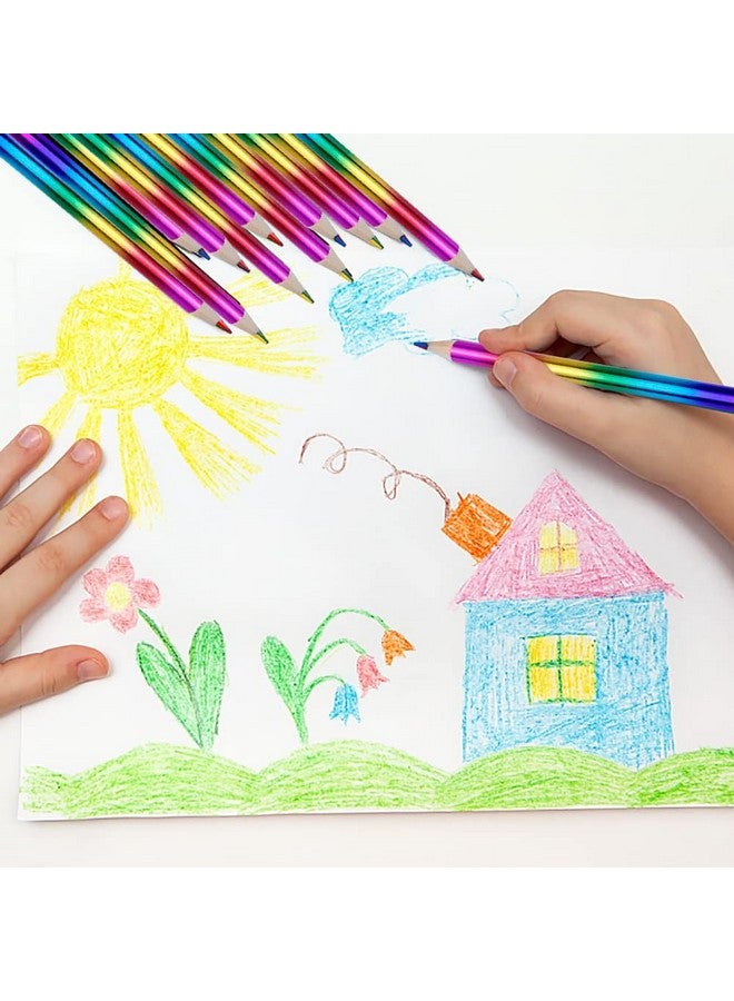 لابوهي 24 قطعة من أقلام الرصاص الملونة بألوان قوس قزح، 4 ألوان في 1 أقلام رصاص ملونة بألوان قوس قزح للأطفال، أقلام رصاص متعددة الألوان مع مبراة أقلام رصاص ملونة بالليزر بكميات كبيرة لرسم الأطفال والبالغين والمدارس - Image 4