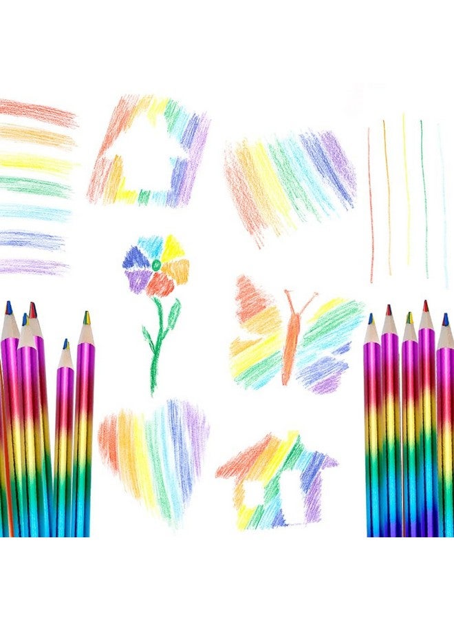 لابوهي 24 قطعة من أقلام الرصاص الملونة بألوان قوس قزح، 4 ألوان في 1 أقلام رصاص ملونة بألوان قوس قزح للأطفال، أقلام رصاص متعددة الألوان مع مبراة أقلام رصاص ملونة بالليزر بكميات كبيرة لرسم الأطفال والبالغين والمدارس - Image 2