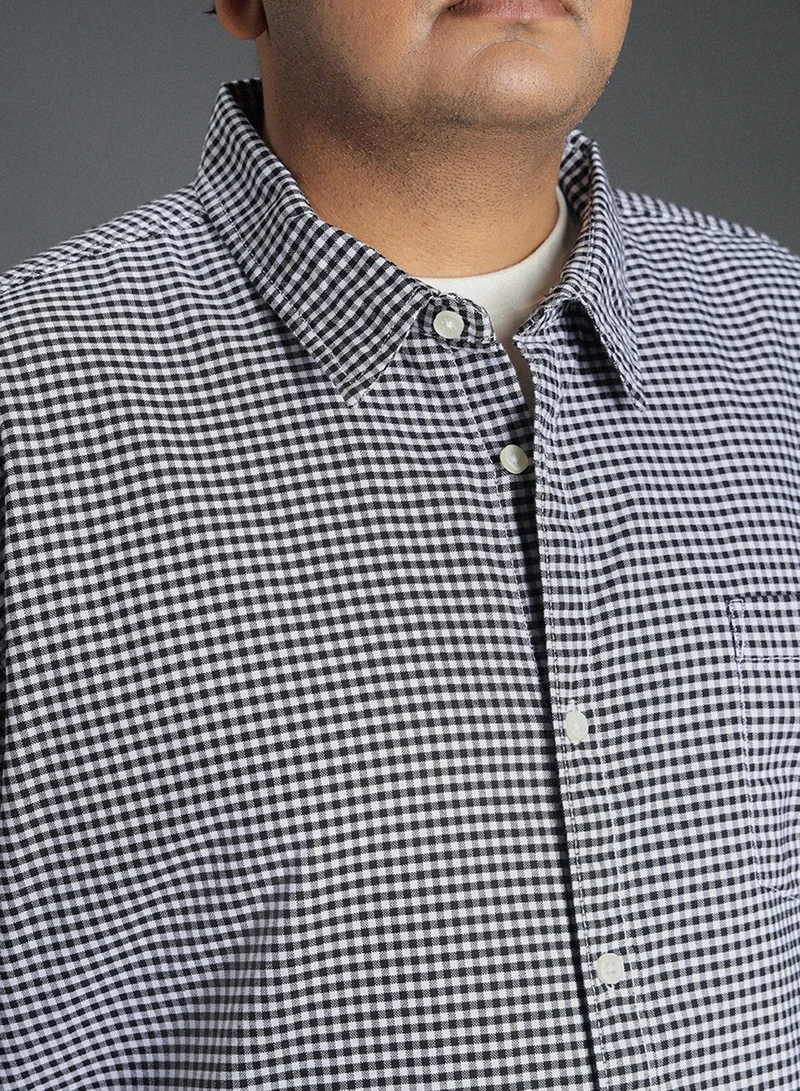 HIGH STAR Classic Micro Checked Cotton Casual Shirt for Men