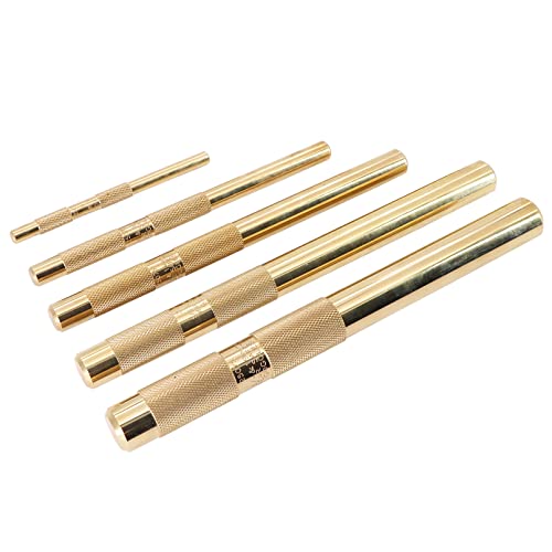 Tektall 5 Brass Drift Punch Set, Hand Tool Punches Tools for Home use 1/4-Inch 3/8-Inch 1/2-Inch 5/8-Inch 3/4-Inch 1/4'' 3/8'' 1/2'' 5/8'' 3/4'' 5 Pc. Replace 67003-MAI 045256670034 - Image 1