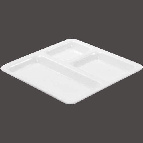 Coolkart FoodGrade Virgin Plastic MicrowaveSafe 3Compartments DividedDinner Plate Length 10 Inches X Breadth 10 Inches Set of 6 Made in India White - Image 2