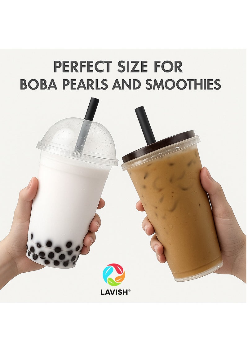 لافيش ماصات جامبو بوبا (عبوة من ٥٠ قطعة) | سمك ١٢ مم، طول ٢٤ سم | ماصات سموثي سوداء عريضة جدًا | مغلفة بشكل فردي، خالية من مادة BPA | مثالية لشاي الفقاعات، ميلك شيك، عصائر، فعاليات، ومقاهي - Image 5