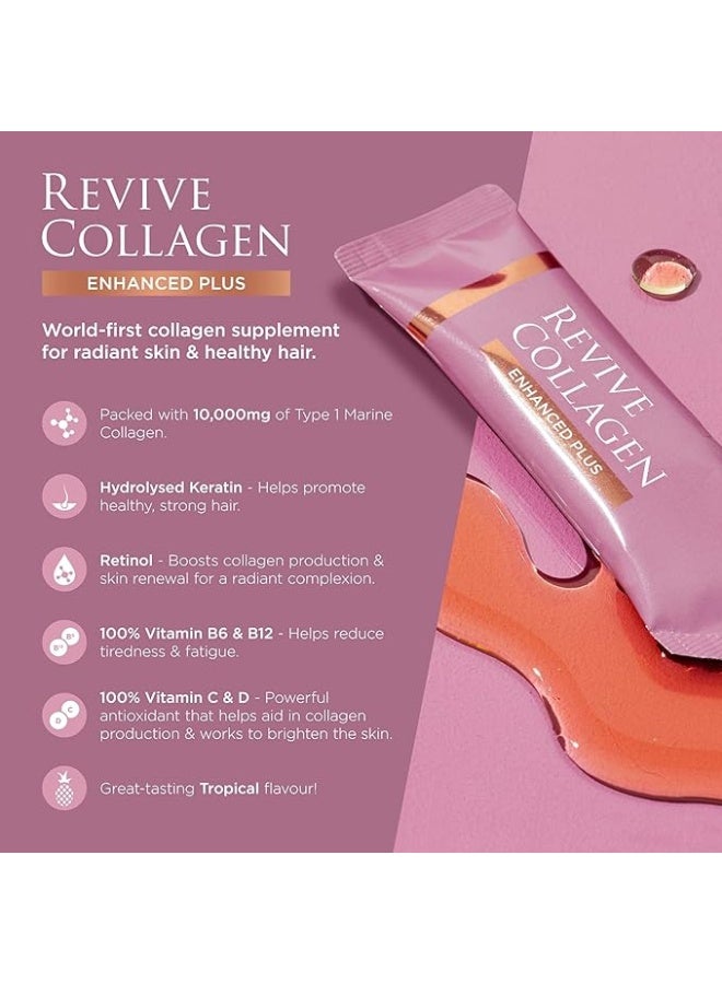 Revive Collagen مشروب كولاجين ريفيف المعزز بكمية 10,000 ملغ من الكولاجين البحري المهدرج مع فيتامين أ و ج لصحة البشرة والشعر والأظافر والمفاصل | استوائي | 28 كيس - Image 4