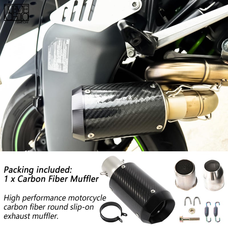 TBVECHI Motorcycle Carbon Fiber Exhaust Muffler Black Fits for Kawasaki Z900, GSXR750, CBR650 - Image 2