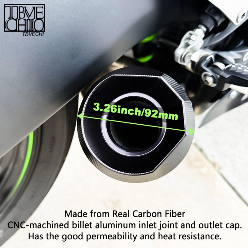 TBVECHI Motorcycle Carbon Fiber Exhaust Muffler Black Fits for Kawasaki Z900, GSXR750, CBR650 - Image 5