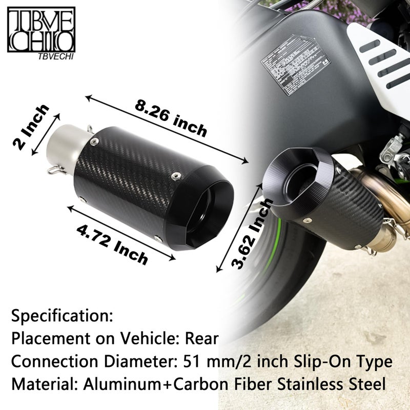 TBVECHI Motorcycle Carbon Fiber Exhaust Muffler Black Fits for Kawasaki Z900, GSXR750, CBR650 - Image 4