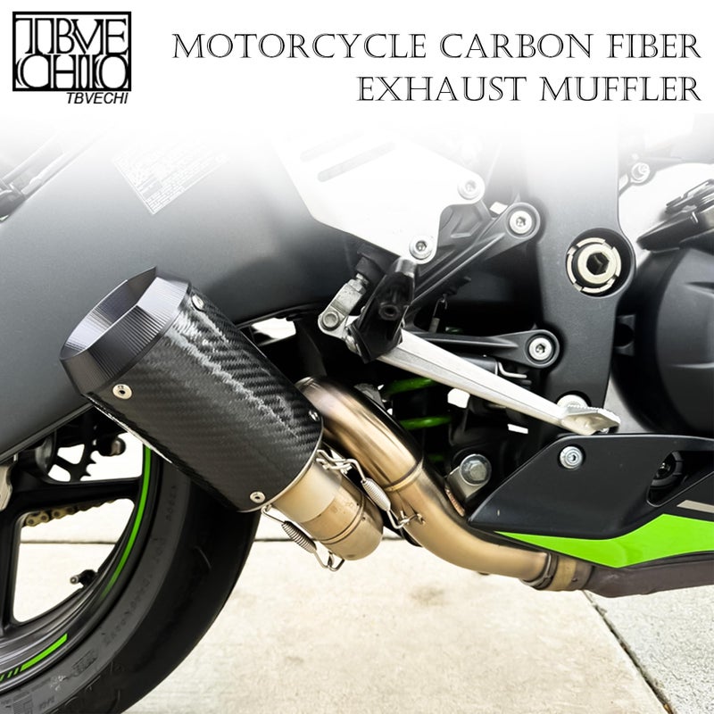 TBVECHI Motorcycle Carbon Fiber Exhaust Muffler Black Fits for Kawasaki Z900, GSXR750, CBR650 - Image 3
