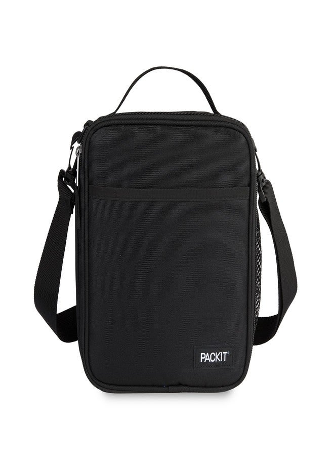 PackIt Freezable Crossbody Lunch Box, Black, Built with ECOFREEZE Technology, Fully Freezable, Collapsible, Reusable, With Top Handle, Front Slip Pocket. Effortlessly Carry, Fresh Every Time. - Image 1